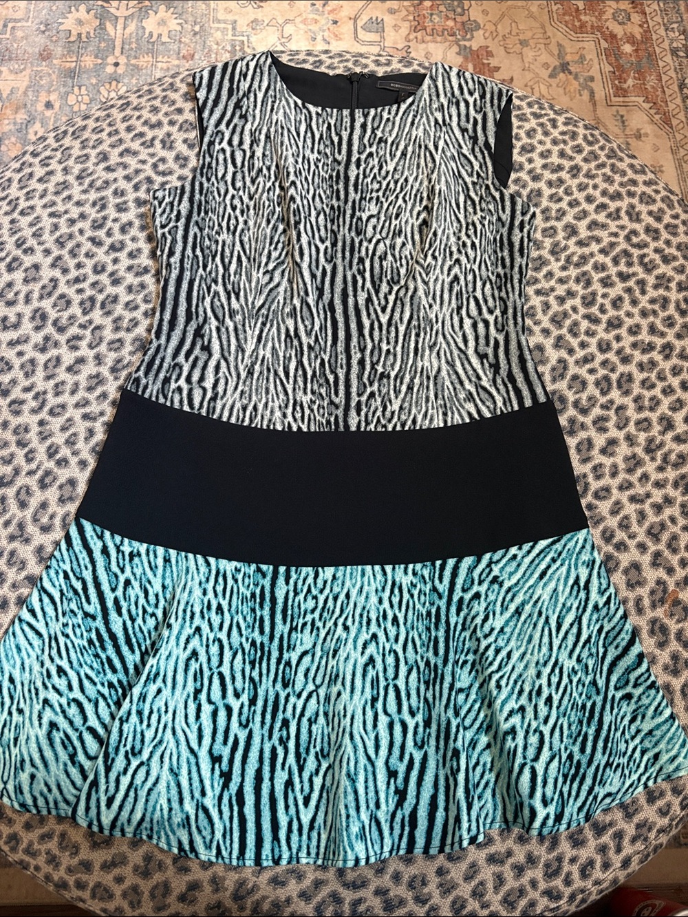 BCBGMaxAzria Black & Gray Animal-Print Dress